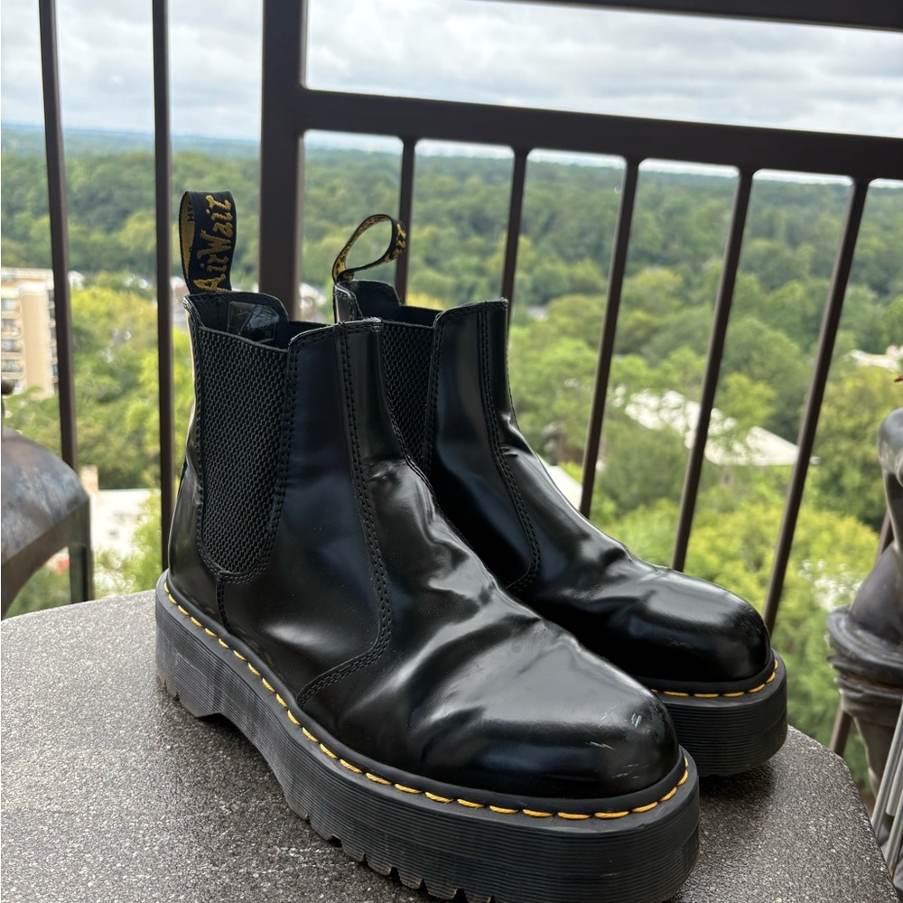 Dr. Martens Black Leather Platform Chunky Chelsea Boots 2976